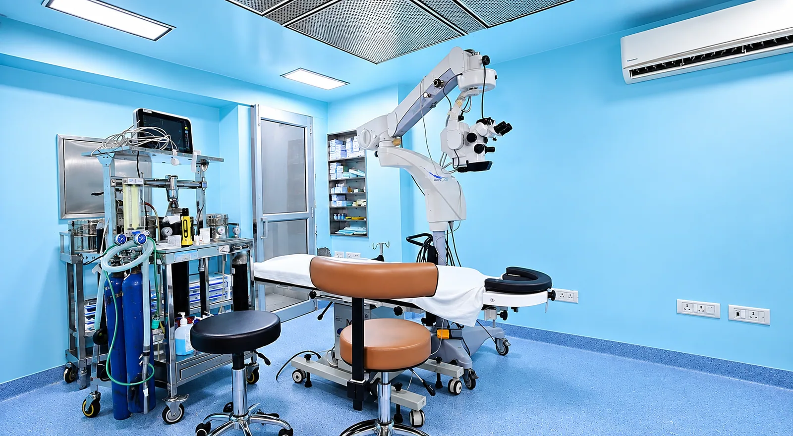 Ophthalmic examination equipment in a clinical room